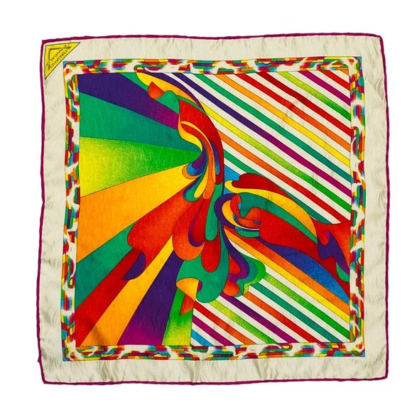 Rare Vitaliano Pancaldi 17" Silk Pocket Square - Picture 2 of 13